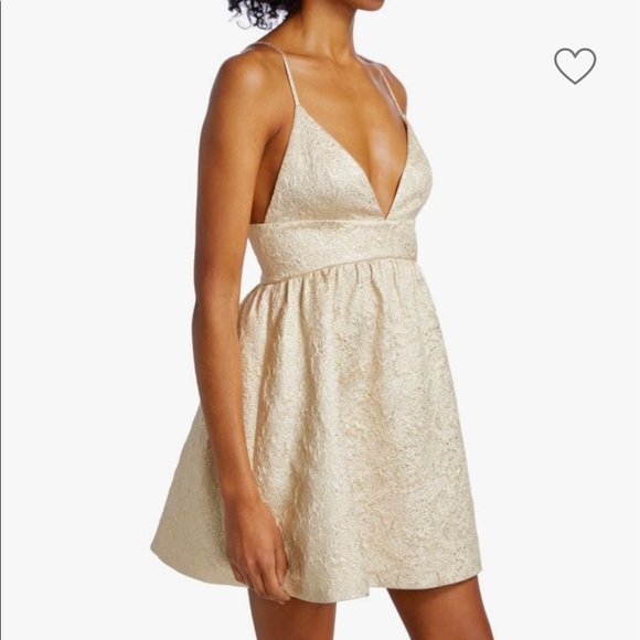 Alice + Olivia Foley Curved Waist Party Dress in Gold - Picture 5 of 11